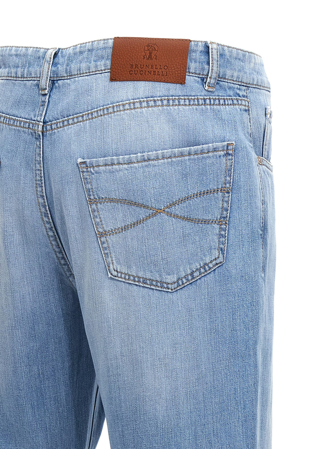 Logo Embroidery Denim Jeans Light Blue