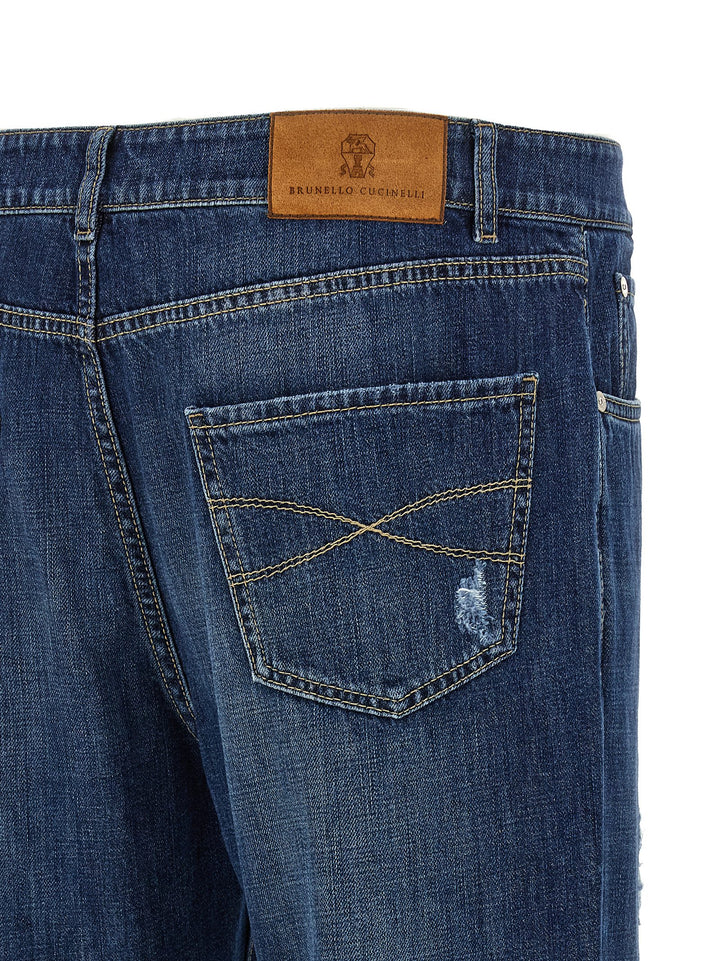 Brunello Cucinelli Used Effect Jeans - Blue | bec9c737c35577007a9139bde2ede074e4eff806