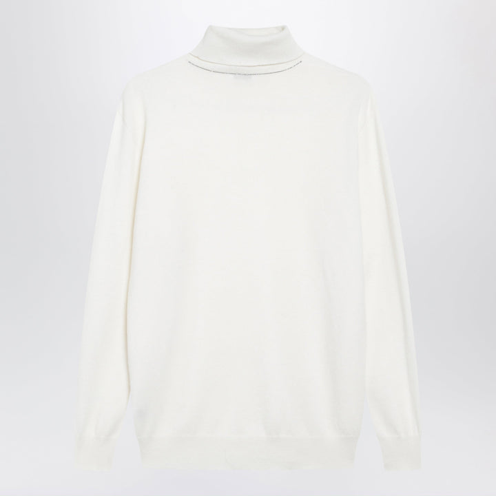 Brunello Cucinelli White Cashmere Turtleneck Sweater