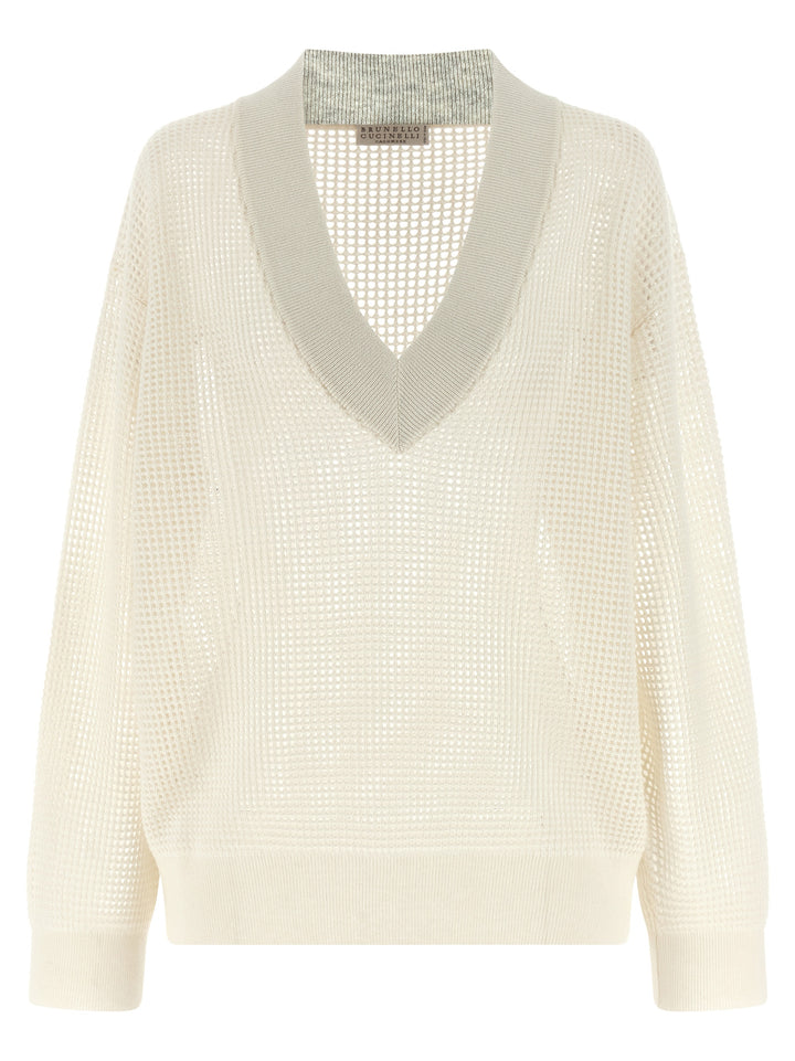 Brunello Cucinelli Net Mesh Sweaters and Cardigans - White | 4e9f83b55ea22d6584f0c97fd3ff3460467cb6f2