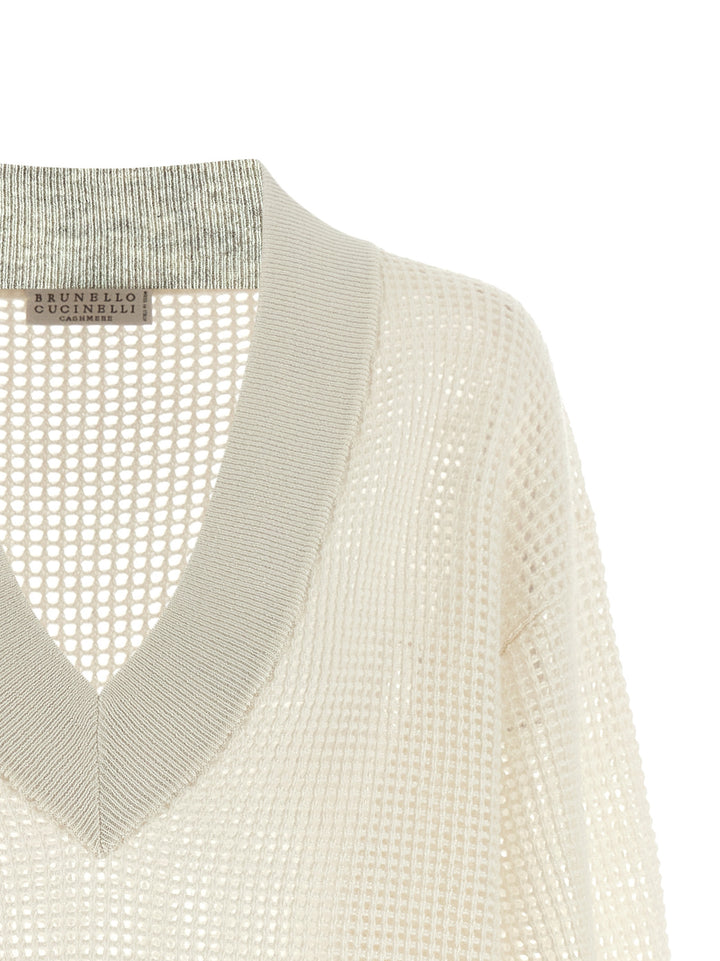 Brunello Cucinelli Net Mesh Sweaters and Cardigans - White | f7a885283560234be771655b0827da213de1e156