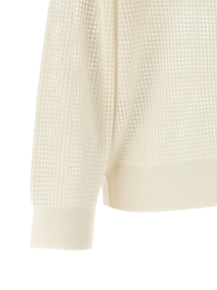 Brunello Cucinelli Net Mesh Sweaters and Cardigans - White | 996db0b7d643eb38c283962efc9ce10b73553ee0