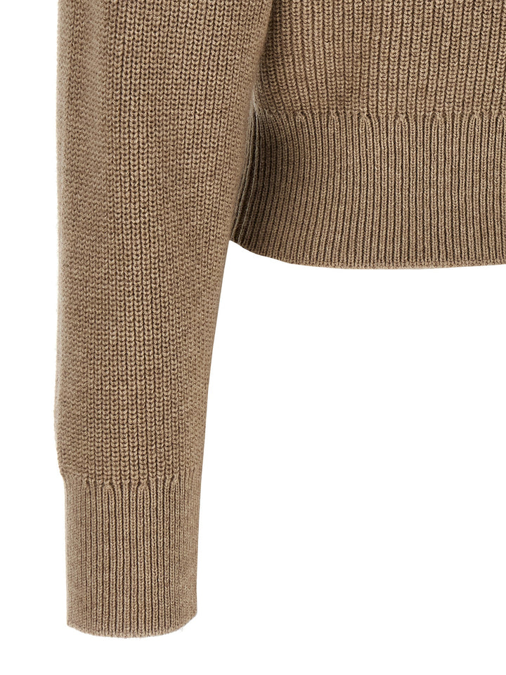 Brunello Cucinelli Shiny Flap Detail Sweaters and Cardigans - Beige | 2fc72862cbad812f6d1d4d89f4bd4b684d11e863