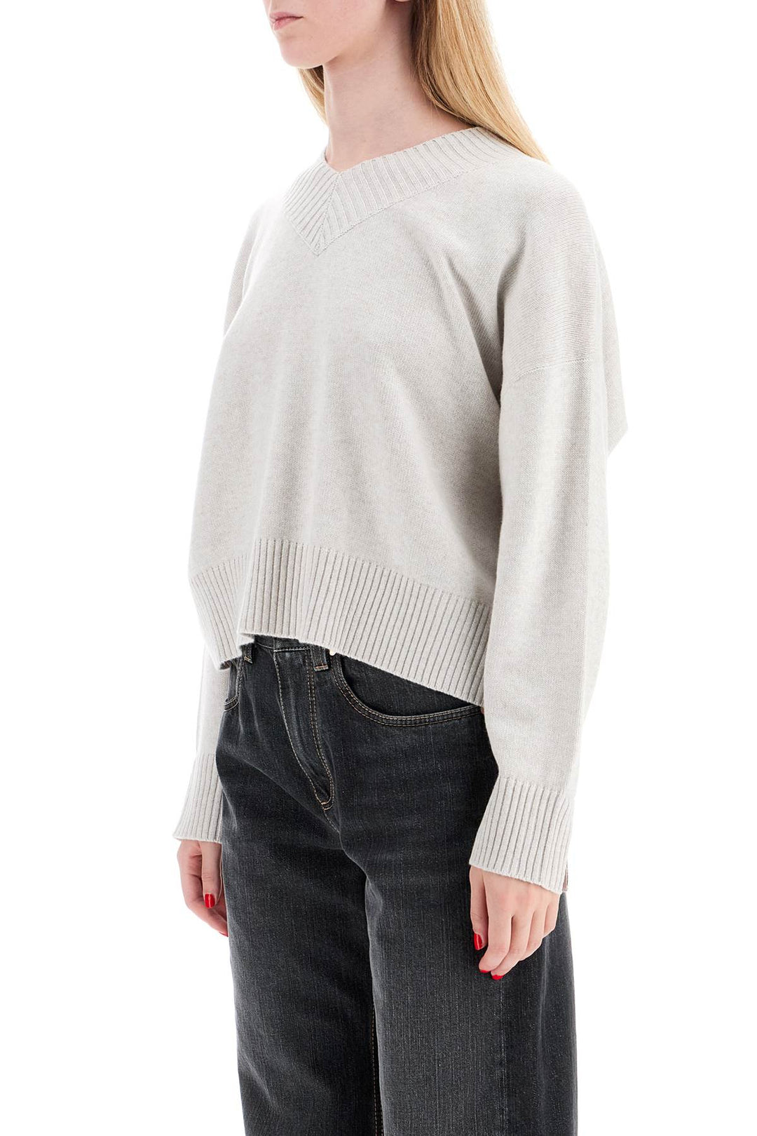 Pullover In Cashmere Con Shiny Cuff Details