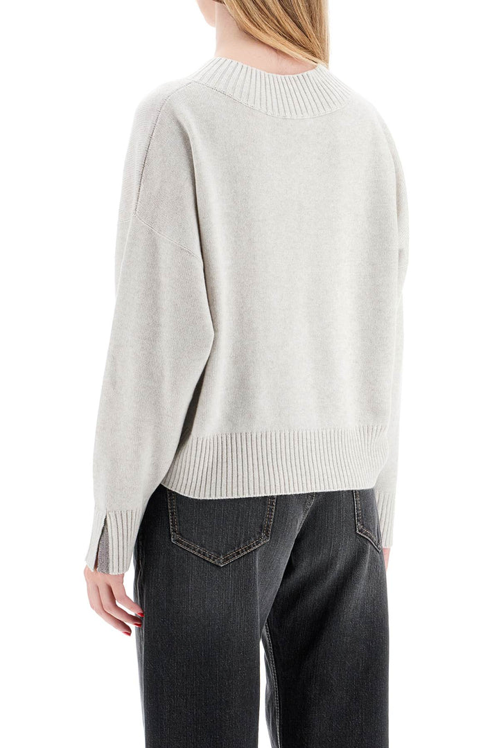 Pullover In Cashmere Con Shiny Cuff Details