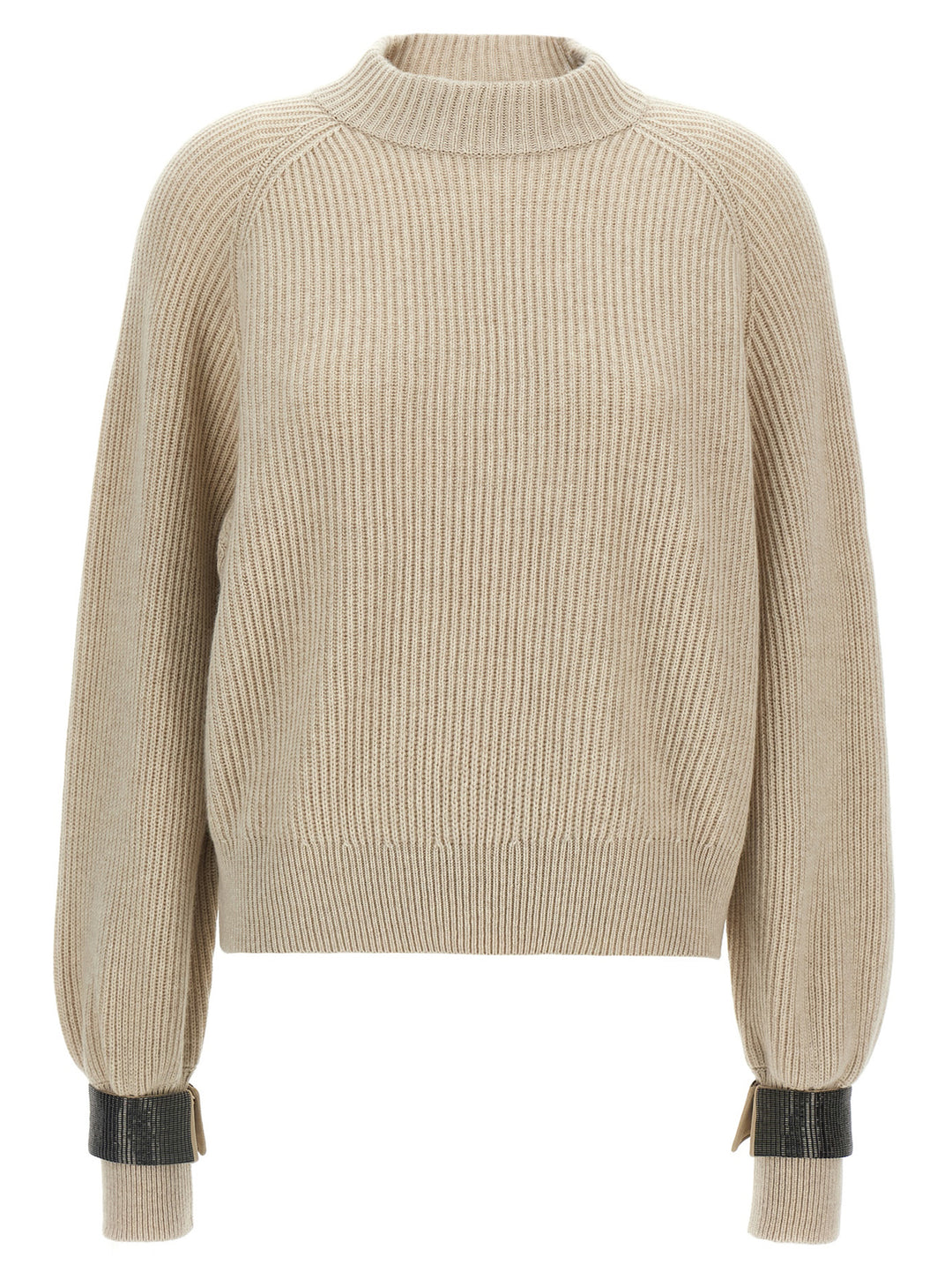 Brunello Cucinelli Monile Cuffs Sweater Sweaters and Cardigans - Beige | 730094d66b3f41382d90729fb1e3a564ff56d740