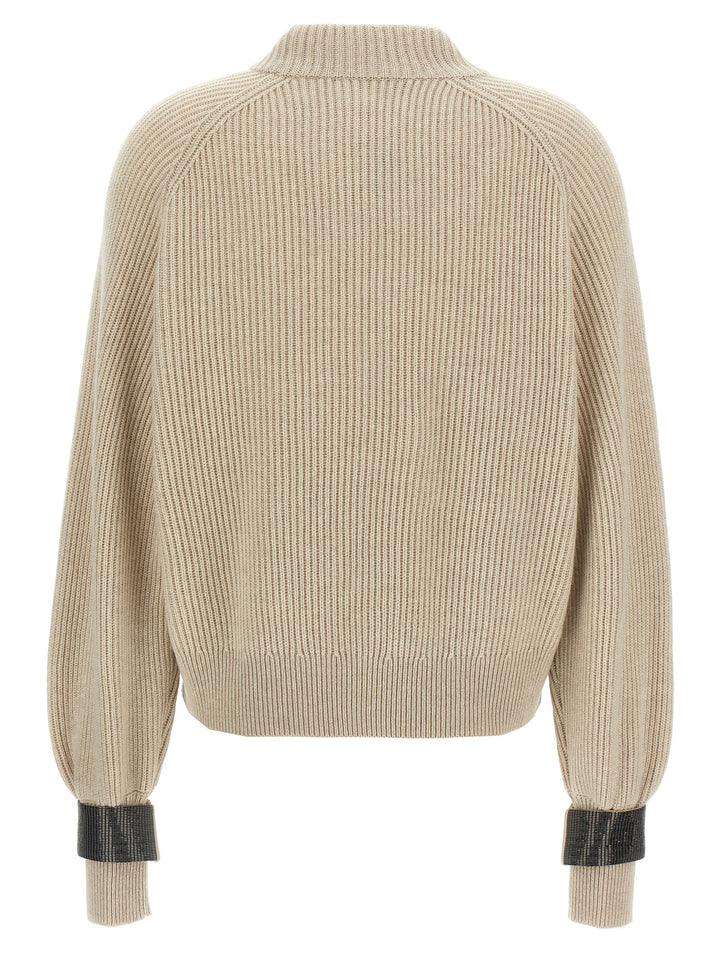 Brunello Cucinelli Monile Cuffs Sweater Sweaters and Cardigans - Beige | 5b4816b90c2ebc763e323bf83dd00582158d9aed