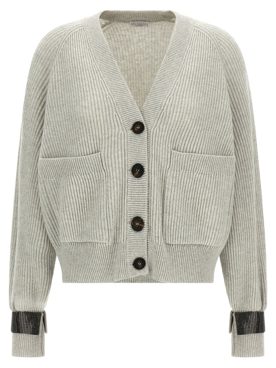 Monile Cuff Cardigan Sweaters And Cardigans Gray
