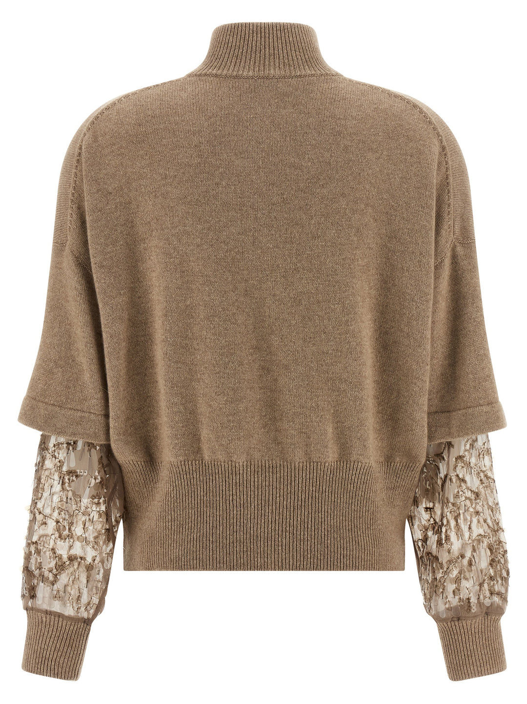 Brunello Cucinelli Sequin Sleeve Cardigan Sweaters and Cardigans - Beige | f70b011d2ebb89d6b4e2fe4f2ca1fe5a084f4bfd