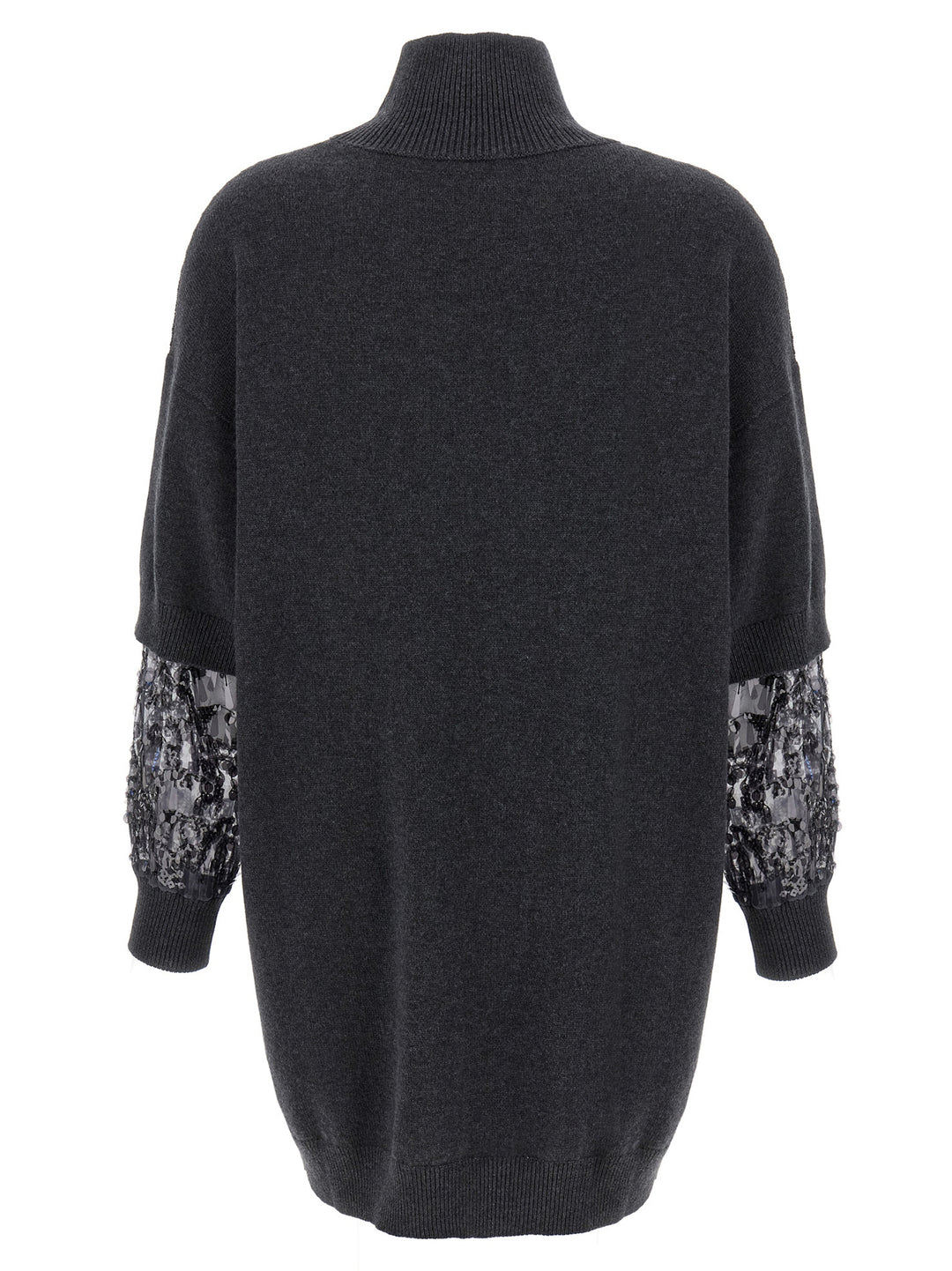 Brunello Cucinelli Sequin Sleeve Dress Dresses - Gray | 33a2378535e089e28212d7c339d51a18fea3e787