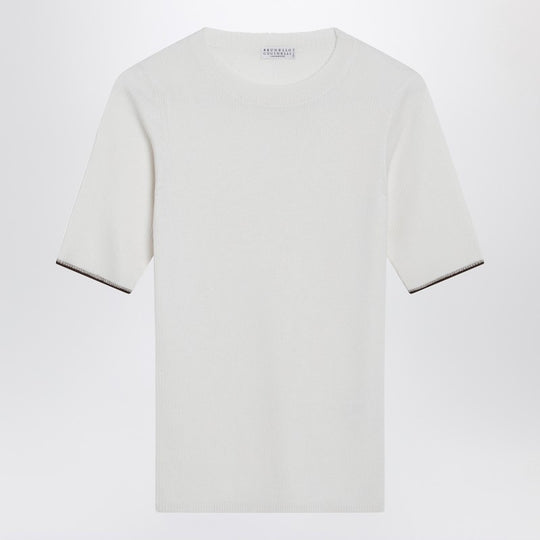 White Cashmere And Silk Knit Top