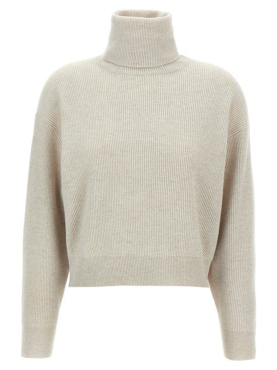 Ribbed Turtleneck Sweater Sweaters And Cardigans Beige