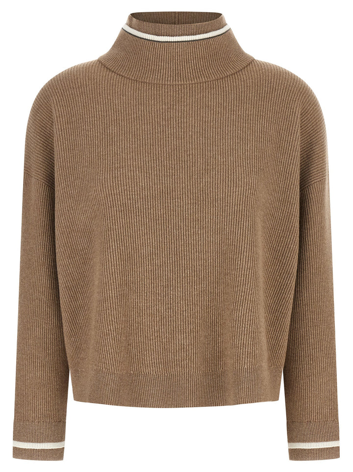 Brunello Cucinelli Double Layer Sweater Sweaters and Cardigans - Brown | 32dc6444cbe4c366ccbc0e69d7e29a0cc41b6152