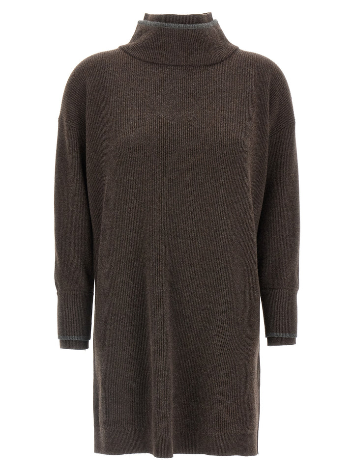 Brunello Cucinelli Double Layer Dress Dresses - Brown | 5566cfd0dc2cb634a0a57b989e47754b0691f21d