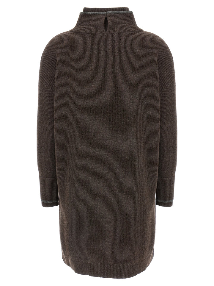 Brunello Cucinelli Double Layer Dress Dresses - Brown | dfbd017533b154411636d05925edd24e67a0012a