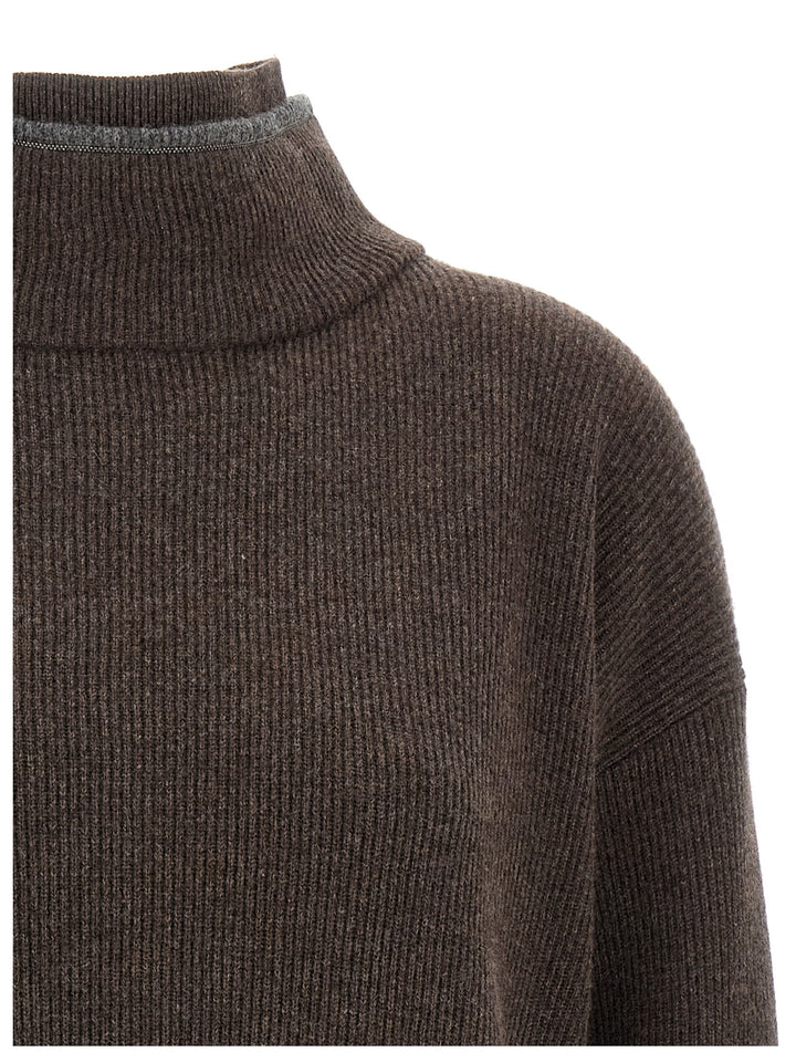 Brunello Cucinelli Double Layer Dress Dresses - Brown | 356464255ebcc228789879f2bf7986a2353aaf83