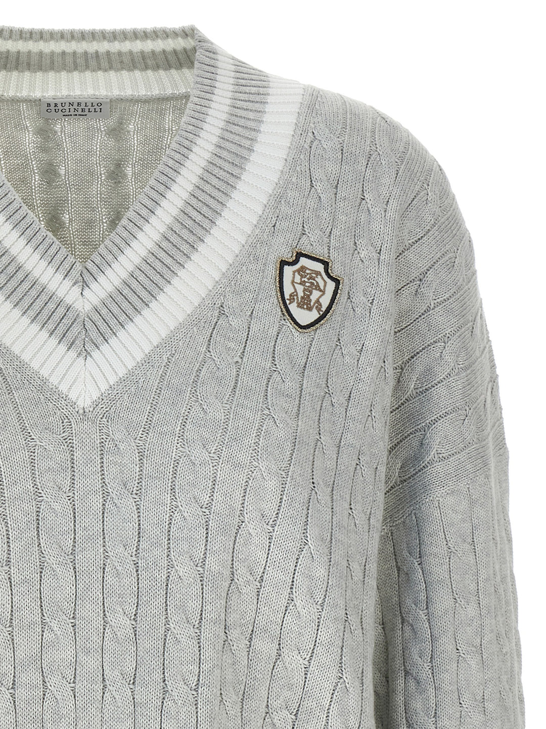 Brunello Cucinelli Cotton Cable Knit Sweater Sweaters and Cardigans - Gray | a50c33b9c86b526cc89148c65378f937bc5cc2ed