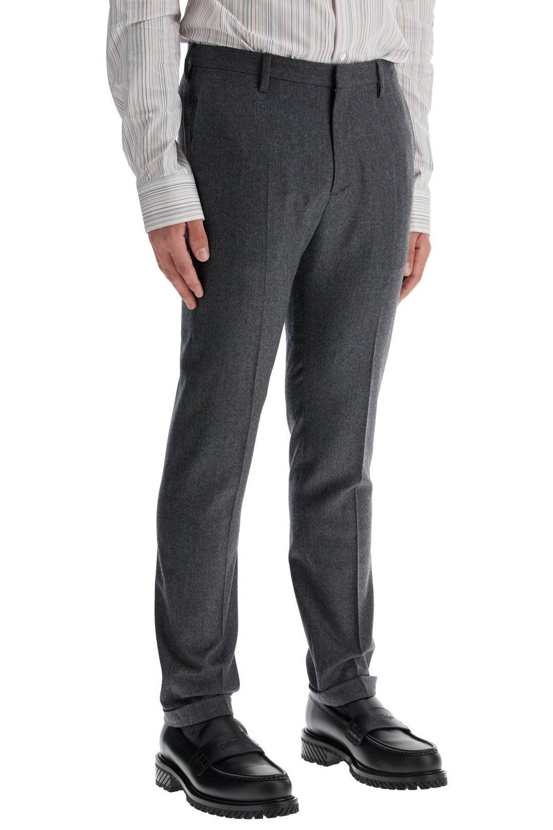 Slim Fit Flannel Trousers In Eight