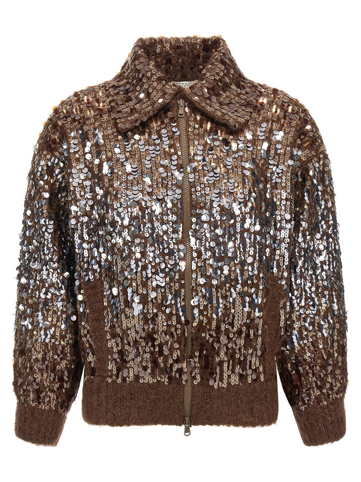 Brunello Cucinelli Dazzling Dégradé Embroidery Sweaters and Cardigans - Brown | c76ae534885ee906b5116e37b1f61bd6967d8275