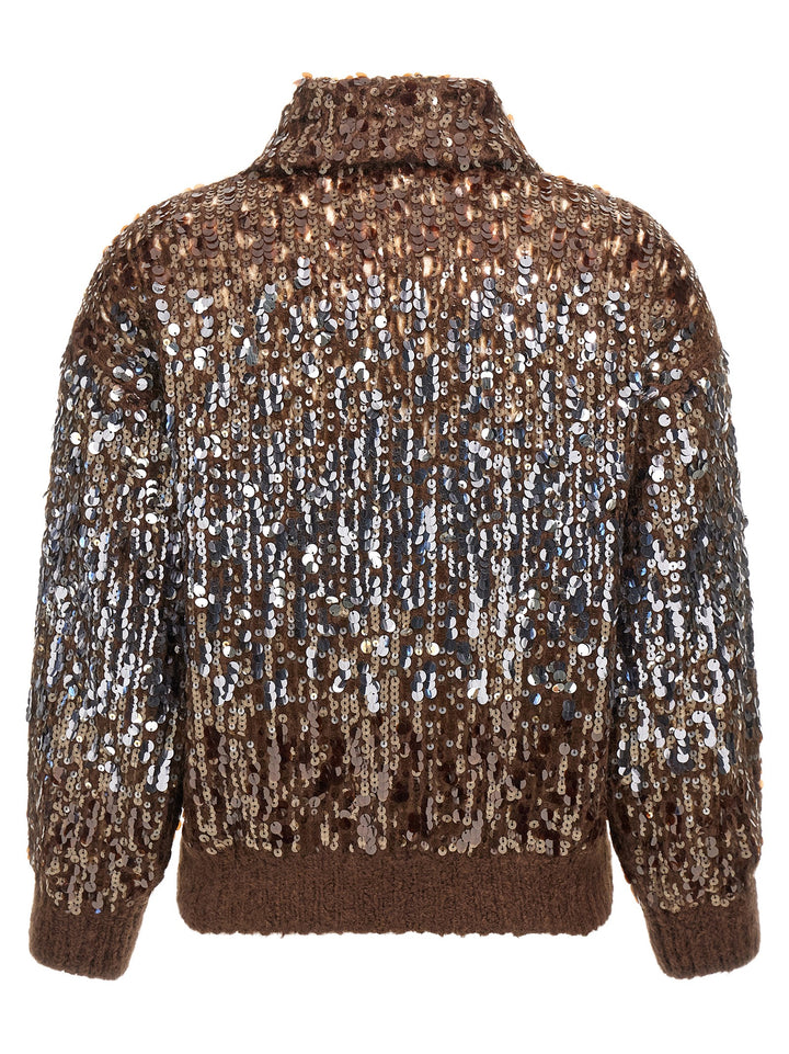 Brunello Cucinelli Dazzling Dégradé Embroidery Sweaters and Cardigans - Brown | 3fd3fdfe9446eaaeed2324dfdd340a00656c2edc