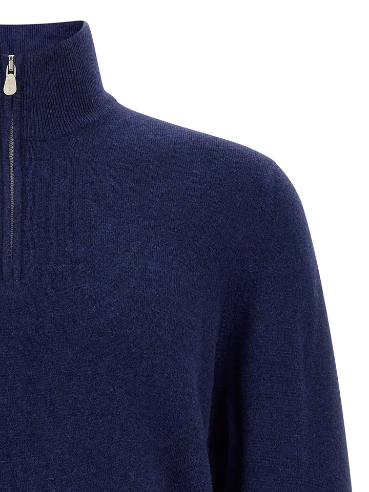 Brunello Cucinelli Half-Zip Sweater Sweaters and Cardigans - Blue | bbb07128ac648b4ba1e6ddaaa1ce0016a6d15a0b