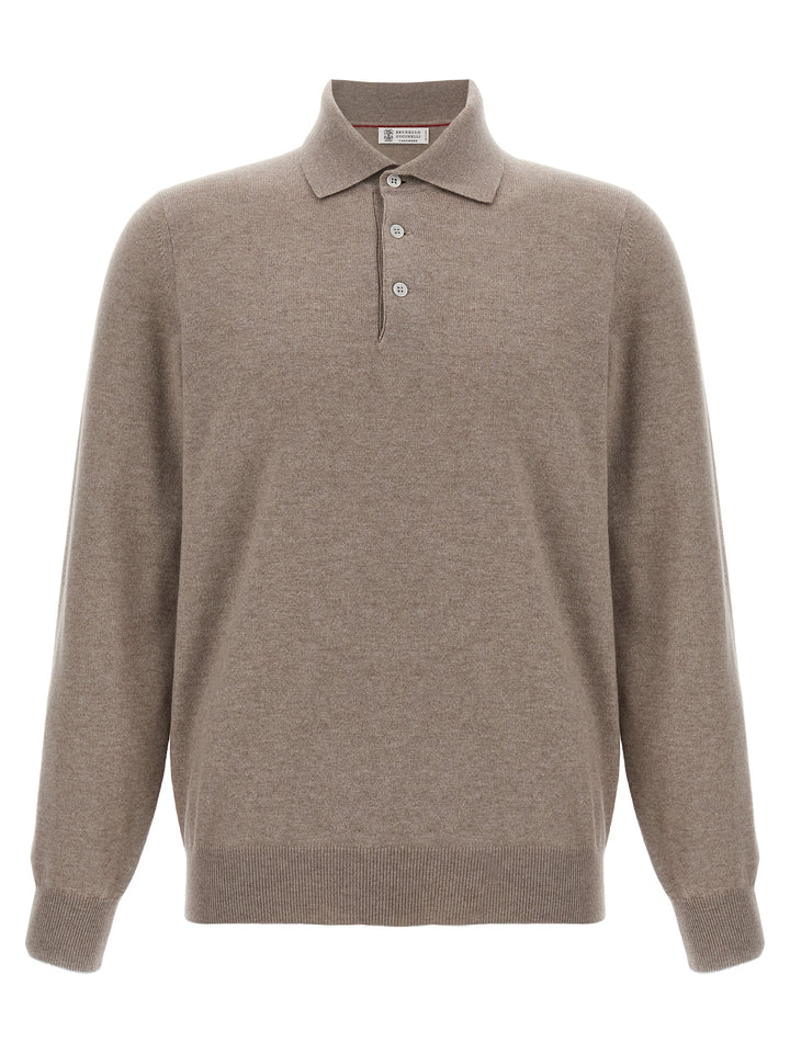 Brunello Cucinelli Cashmere  Shirt Polo - Beige | ae1fd7d304b468a915305eacc01708bfe085dce1