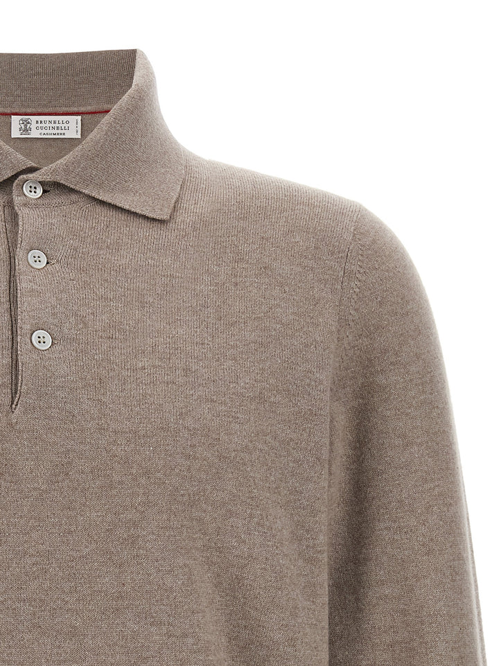 Brunello Cucinelli Cashmere  Shirt Polo - Beige | e95625a9386c6f92998c0def8a4545bf5b6968d4