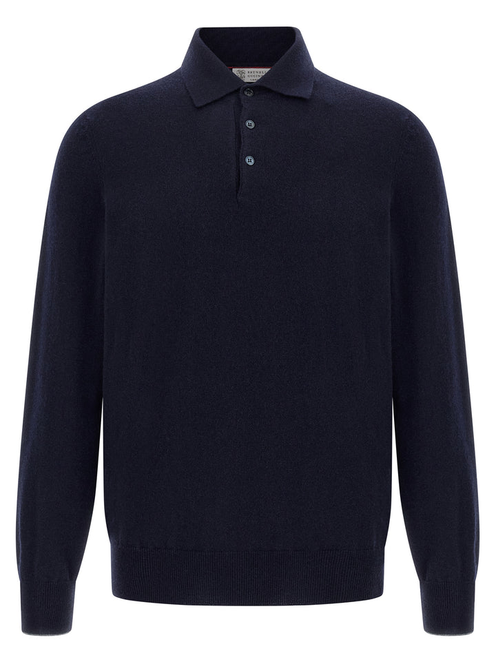 Brunello Cucinelli Cashmere  Shirt Polo - Blue | ce5d7d00b588fb4dcca044f7dae731b8d3b66f0c
