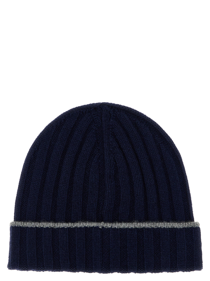 Brunello Cucinelli Cashmere Turn-Up Beanie Hats - Blue | f19f9cd17553719bf054c822f74a2711fee23ecf