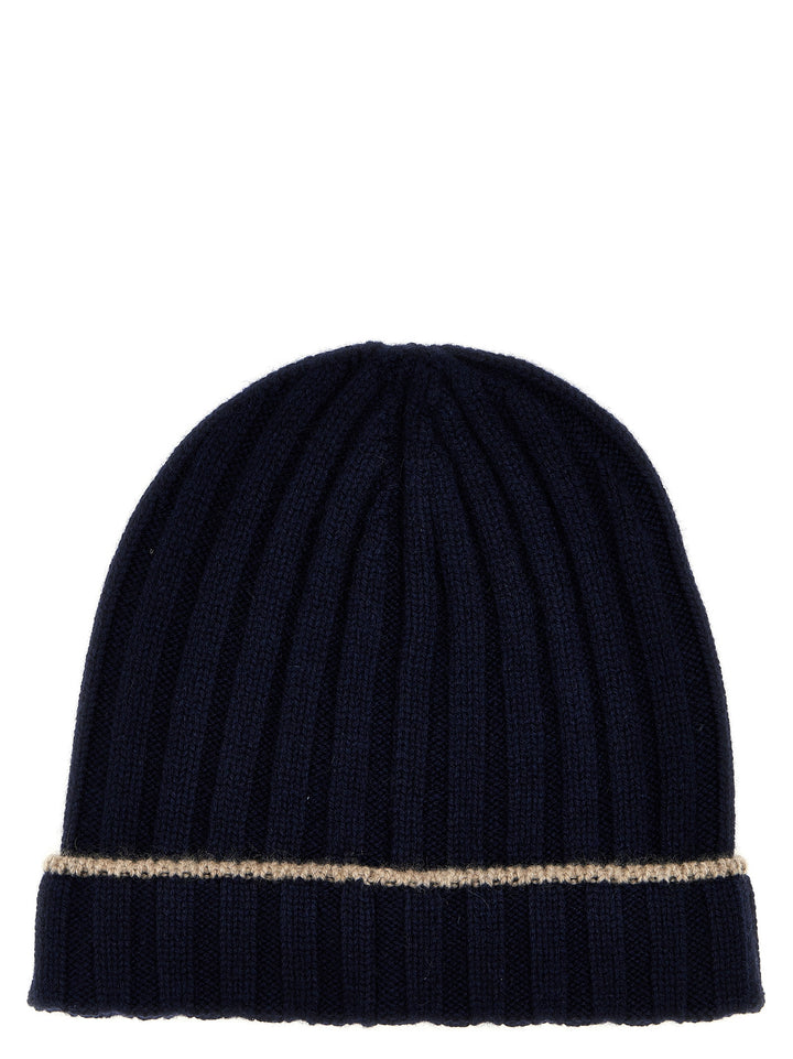 Contrast Line Beanie Hats Blue