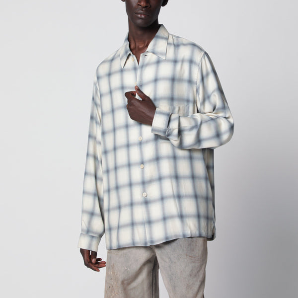 White Shirt With Check Pattern In Viscose