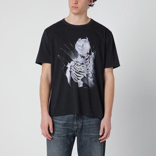Black T-Shirt With Cybernetic Angel Print