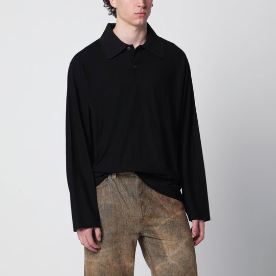 High Twist Rugby Shirt In Black Cotton Jersey