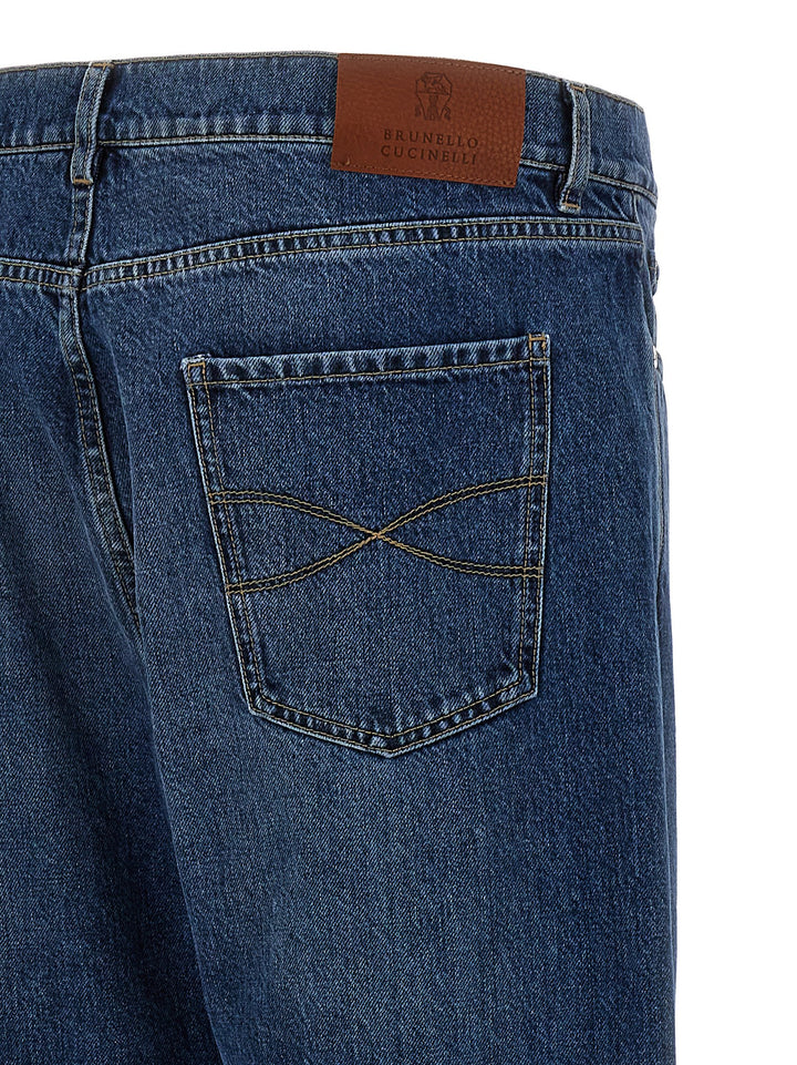 Logo Embroidery Jeans Blue