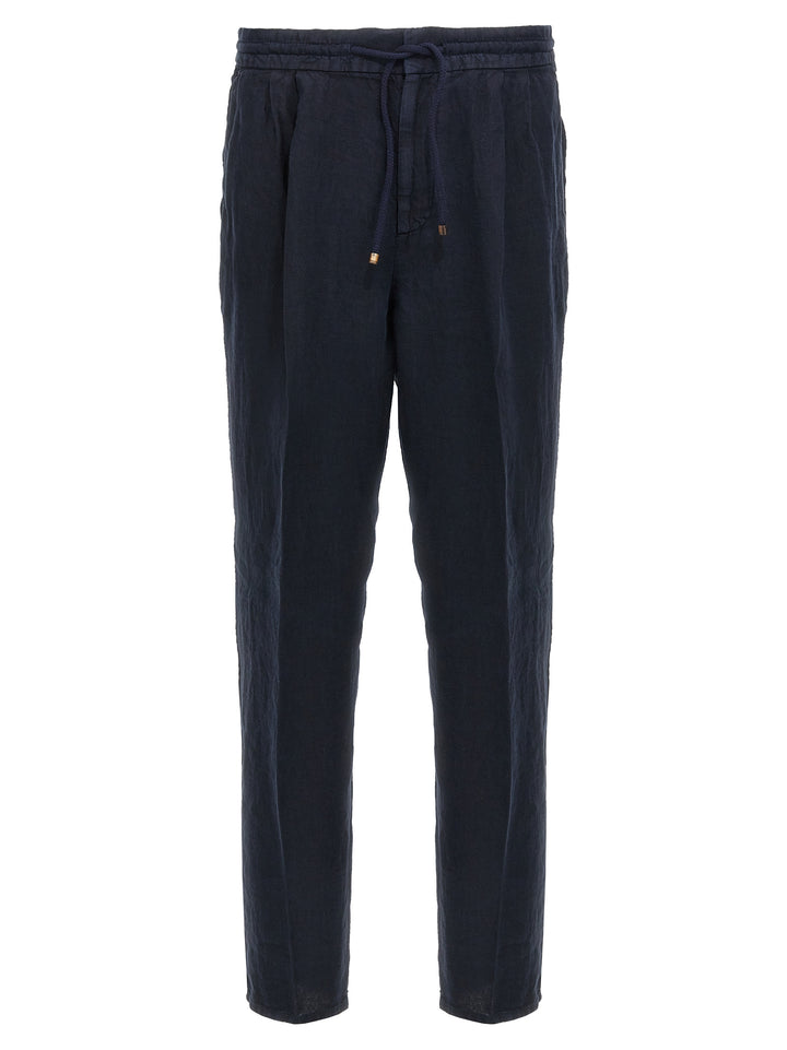 Linen Trousers Pants Blue