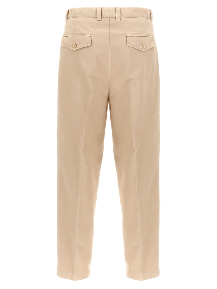 Cotton  With Front Pleats Pants Beige