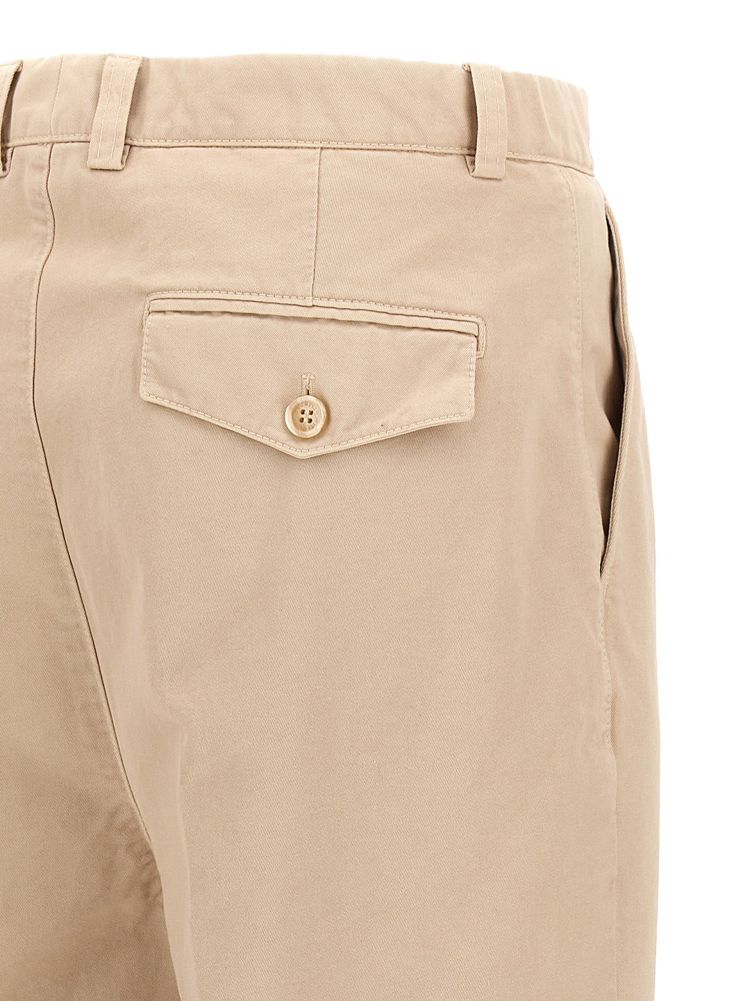 Cotton  With Front Pleats Pants Beige