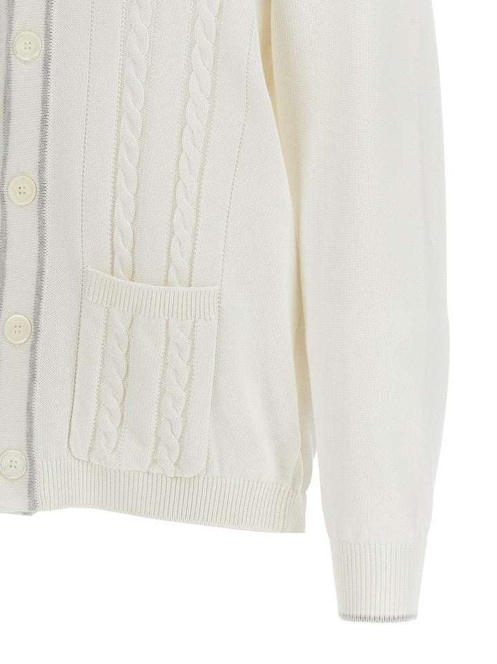 Logo Patch Cardigan Sweater, Cardigans White