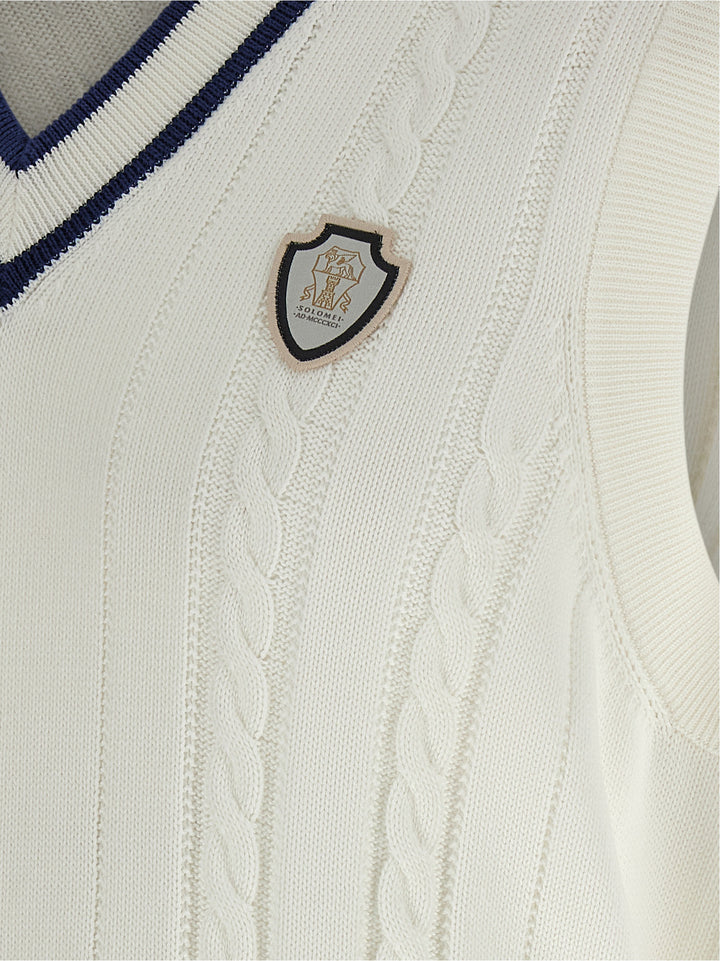 Brunello Cucinelli Cotton Braided Vest Gilet - White | 31b83fea043ef8dbe60cf75a19889b7f540e766a