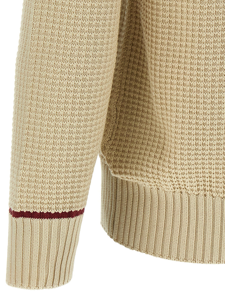 Brunello Cucinelli Waffle Stitch Cotton Sweater Sweaters and Cardigans - Beige | 2e61b0b755580ba07c48938b10400c2f1a8af5b0