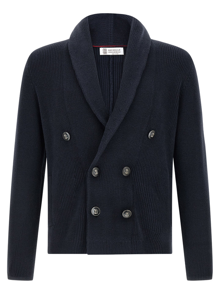 Brunello Cucinelli Button Cardigan Sweaters and Cardigans - Blue | 8634e0d19d634fa62632181672df1e2ae0de7398