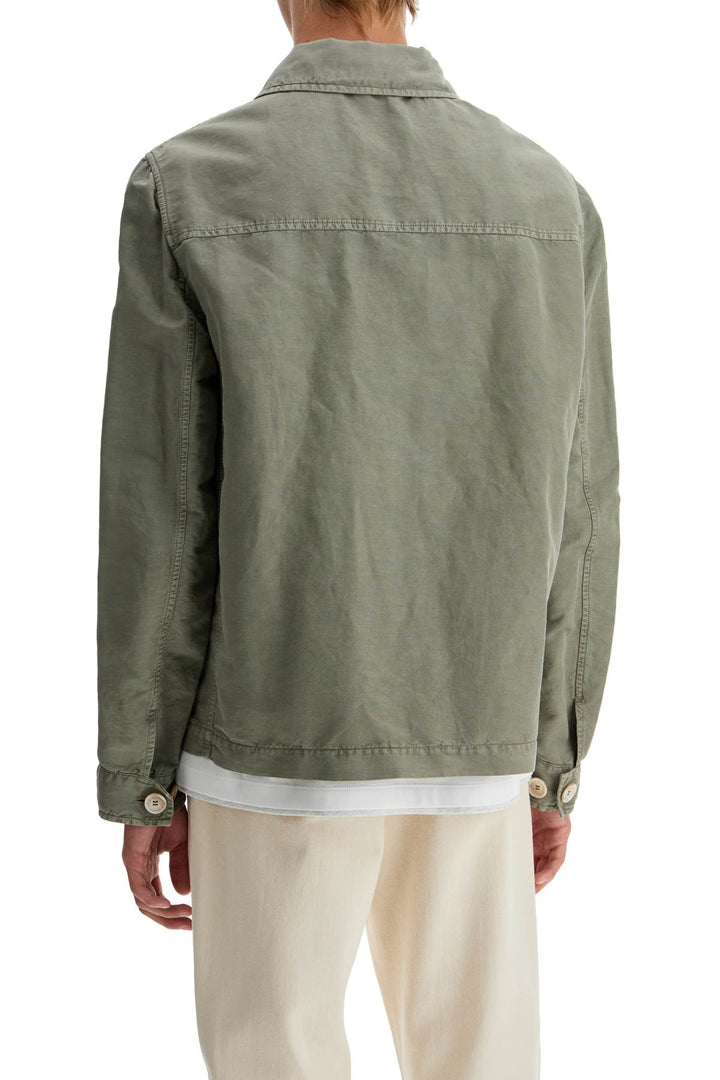 Overshirt In Gabardina Di Lino E Cotone