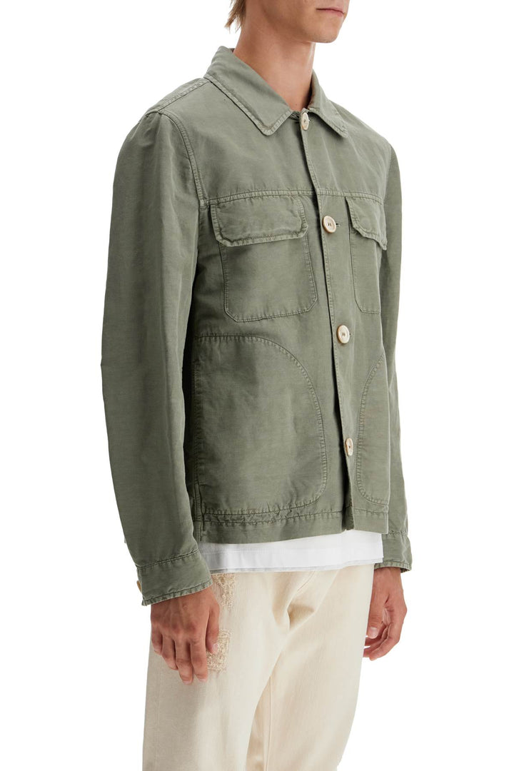 Overshirt In Gabardina Di Lino E Cotone