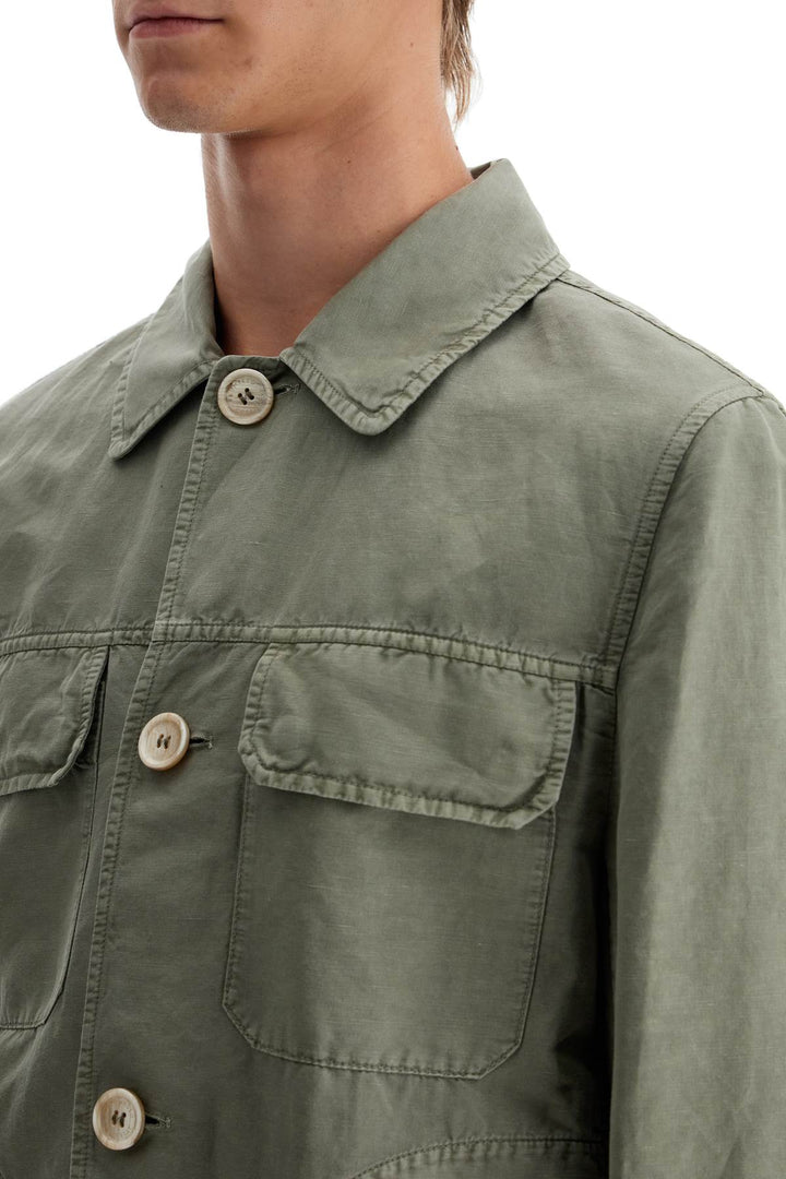 Overshirt In Gabardina Di Lino E Cotone