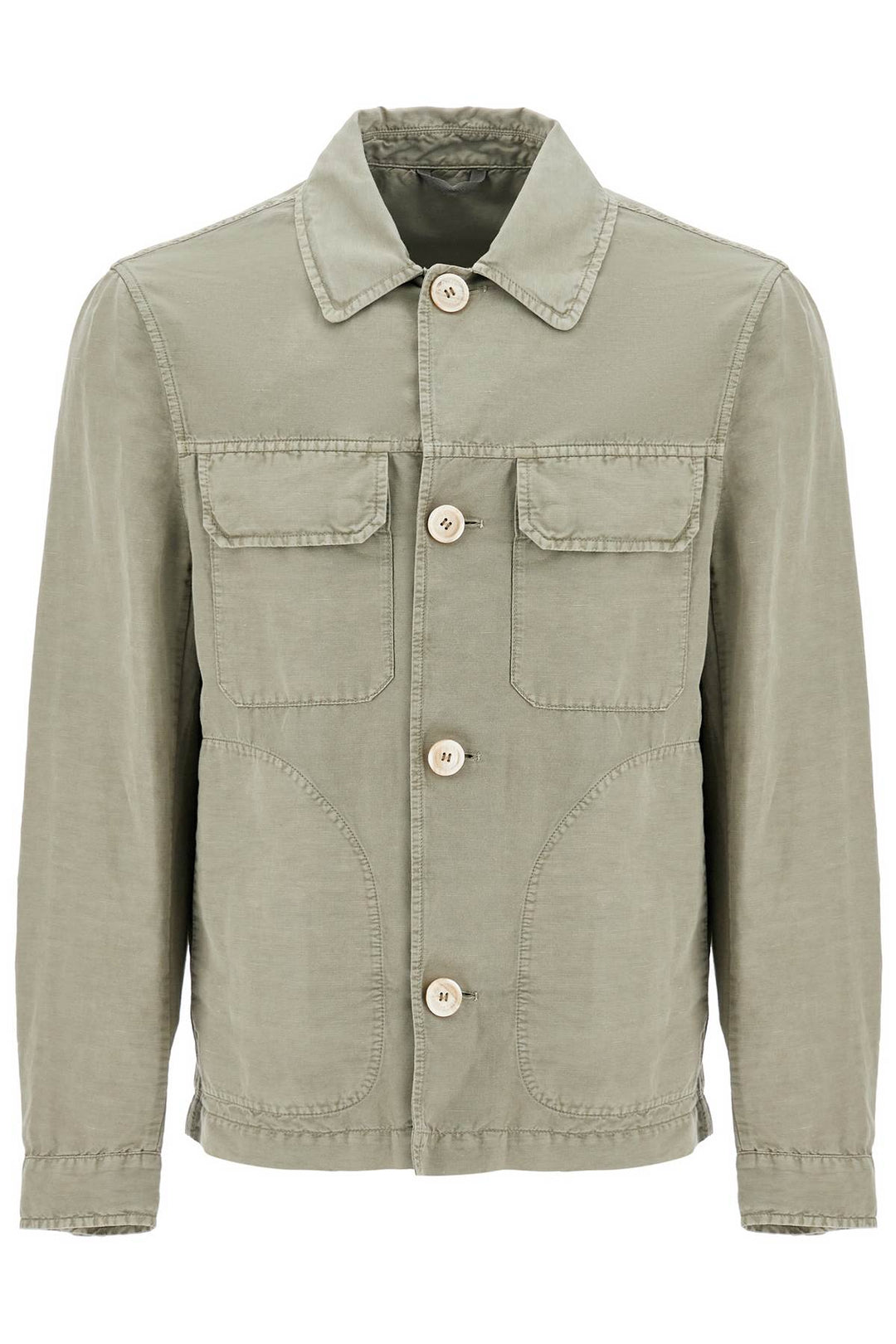 Overshirt In Gabardina Di Lino E Cotone