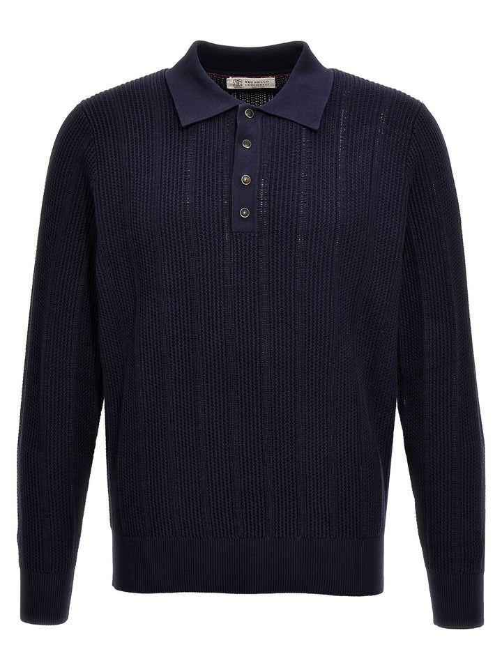 Knitted  Shirt Polo Blue