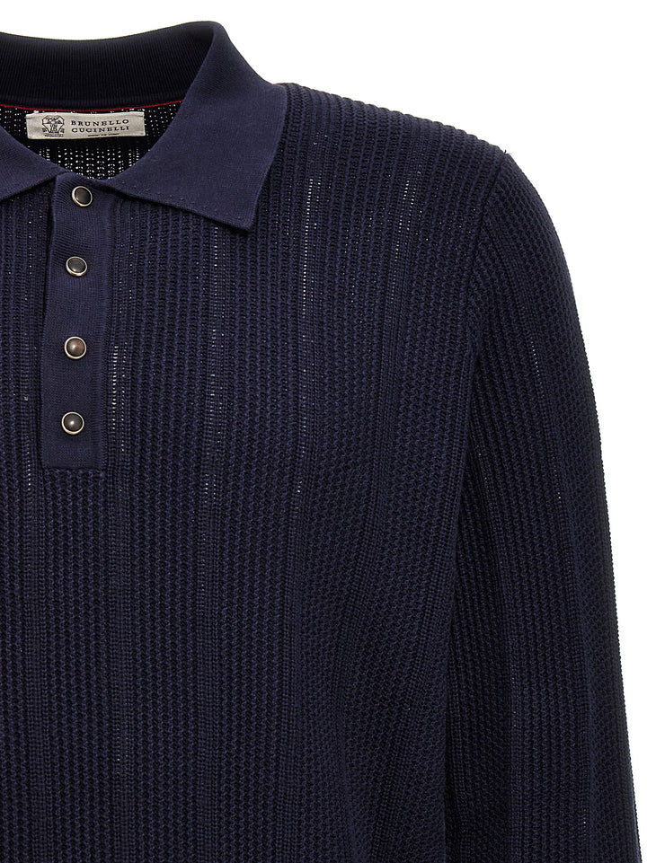 Knitted  Shirt Polo Blue