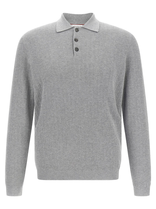 Honeycomb Cotton Shirt Polo Gray