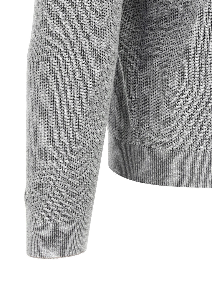 Brunello Cucinelli Honeycomb Cotton  Shirt Polo - Gray | 547efdb197720265fd9d927f1976aed7cee4163b