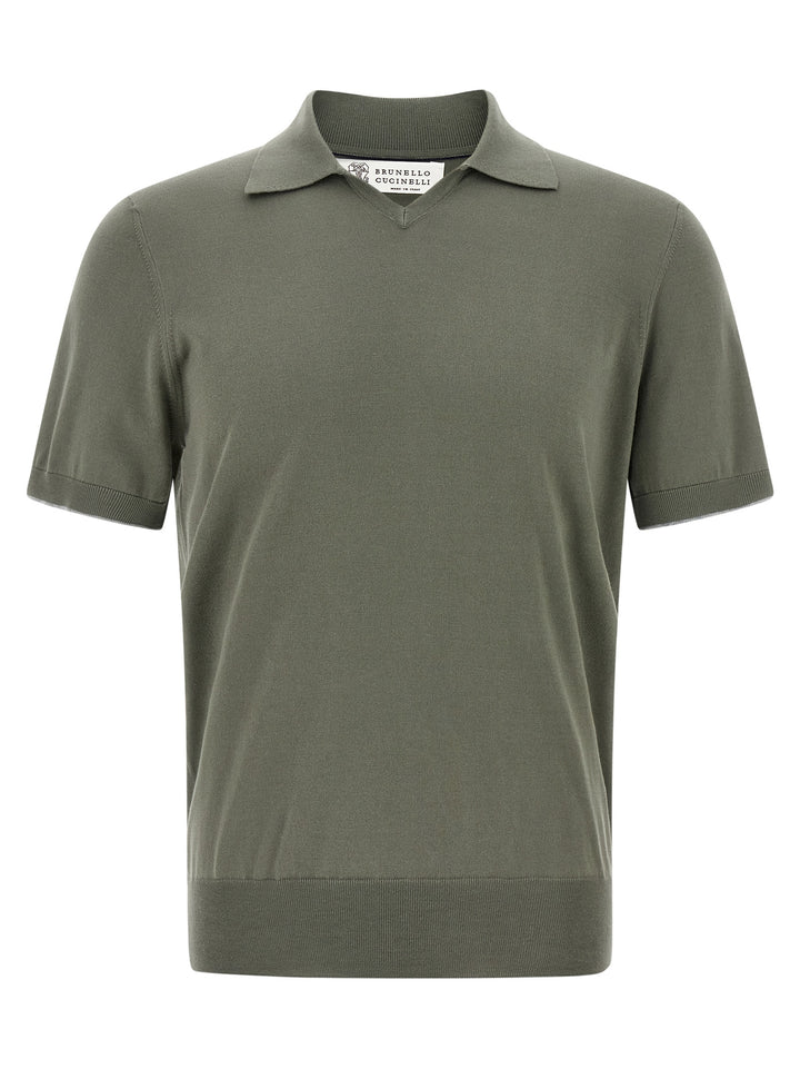 Brunello Cucinelli Cotton  Shirt Polo - Green | b840659c41e3d105e3f344c52e4d3527159f5a42